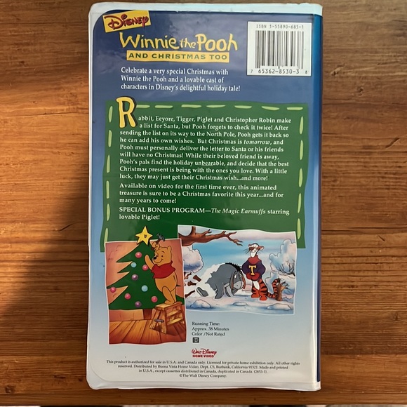 Winnie the Pooh and Christmas Too. VHS movie. - Picture 2 of 3
